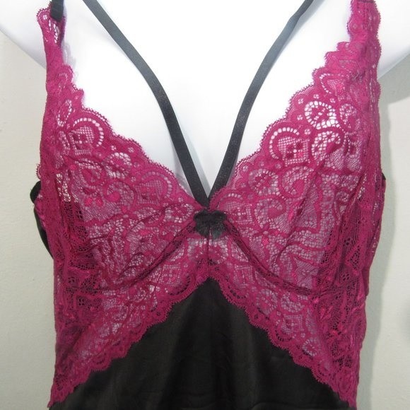 Purple Lace Spice Satin Babydoll with Slit - Picture 5 of 8
